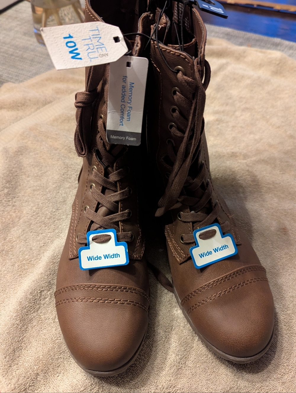 Brown Lace-Up Combat Boots - Picture 2 of 4